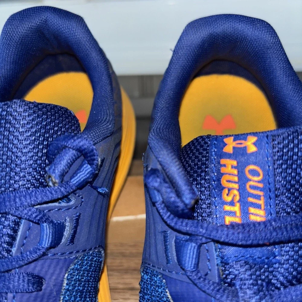 Under Armour Out Hustle Youth Blue With Orange Trim Shoes Size 3.5Y